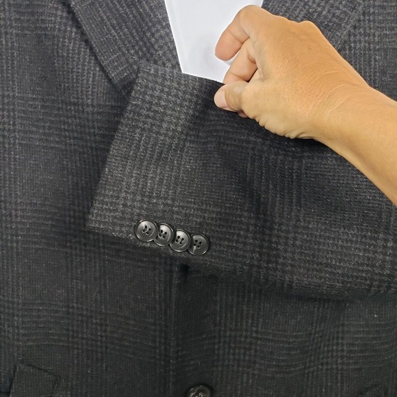 BAUMLER Malcolm Gray Glen Plaid Wool Blend Overcoat Topcoat Blazer Style EU 52 - Picture 4 of 12